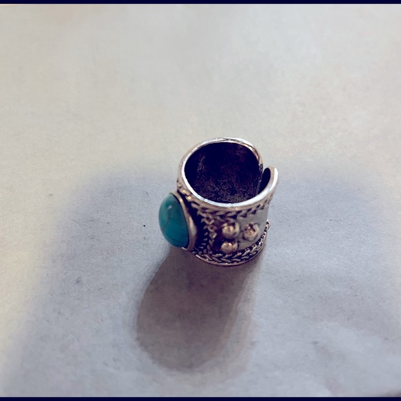 Turquoise Cuff Ring Antique Silver. - Picture 4 of 7